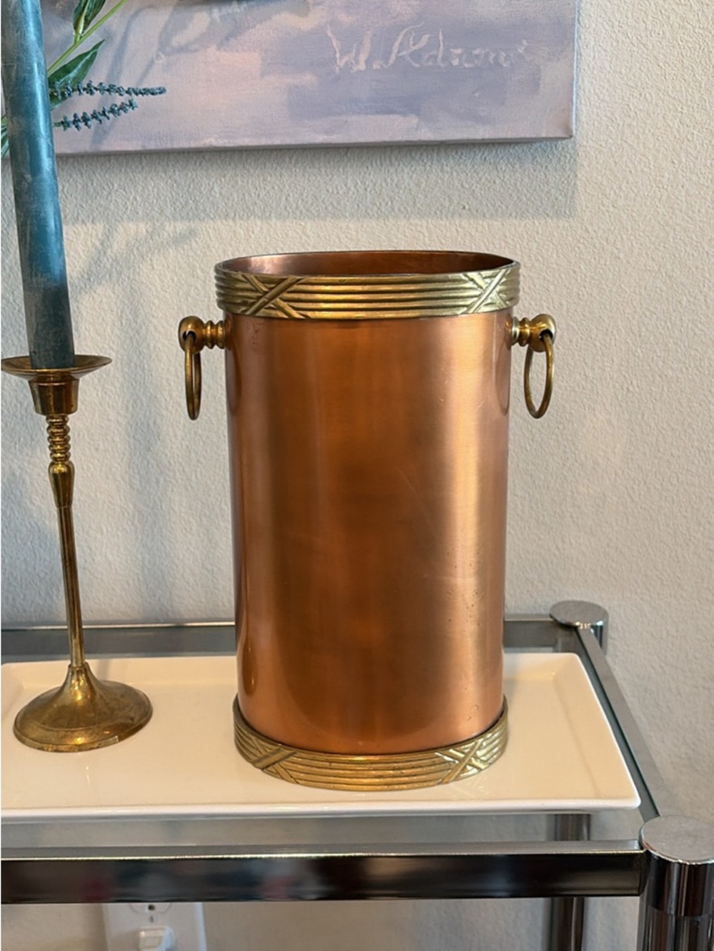 Rare Vintage Copper Brass Champagne Bucket Umbrella Stand Wine Cooler Vase